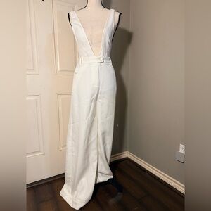 WeWoreWhat White Deep V Wide-Leg Jumpsuit